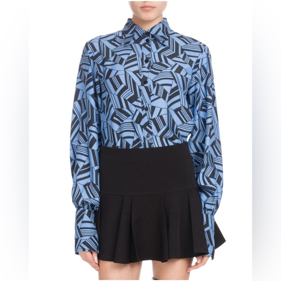 Chloe Tops - CHLOÉ Long Sleeves Button Front Geometric Print Silk Blouse Size 12 US 44 French